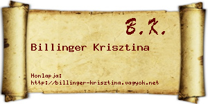 Billinger Krisztina névjegykártya